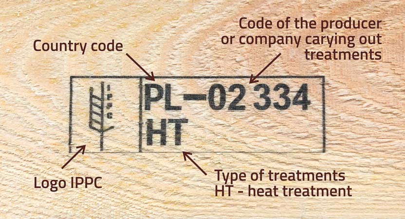Palette en bois marquée avec certificat IPPC
